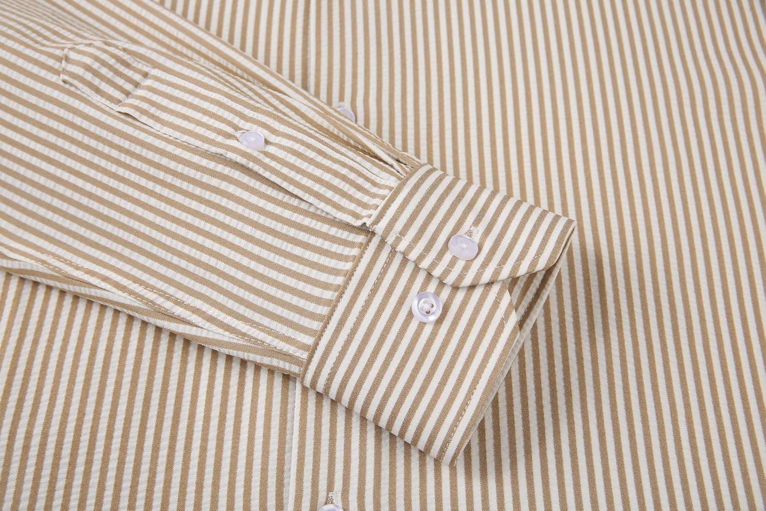 Alex Vando Mens Seersucker Dress Shirts Striped Business Casual Cotton Shirts for Men