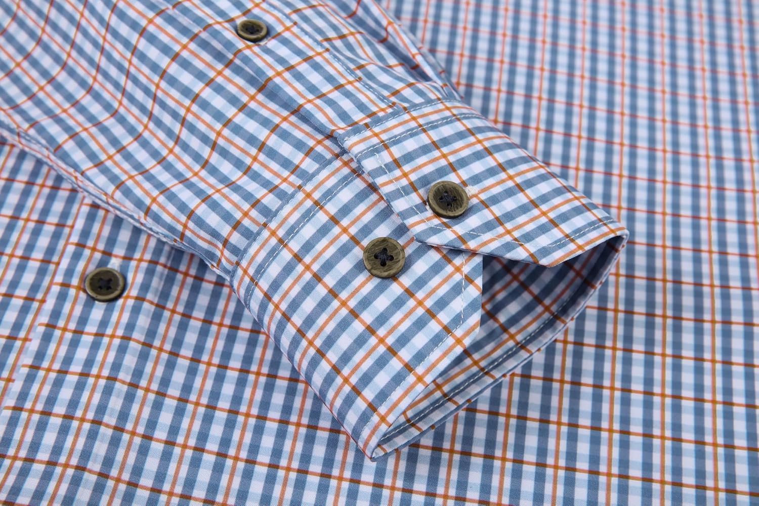 Alex Vando Mens Button Down Shirts Wrinkle Free 4-Way Stretch Print Business Casual Shirt