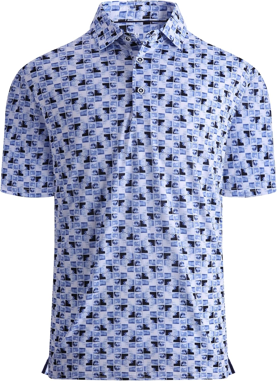 Alex Vando Mens Golf Shirt Moisture Wicking Quick-Dry Print Performance Polo Shirts for Men