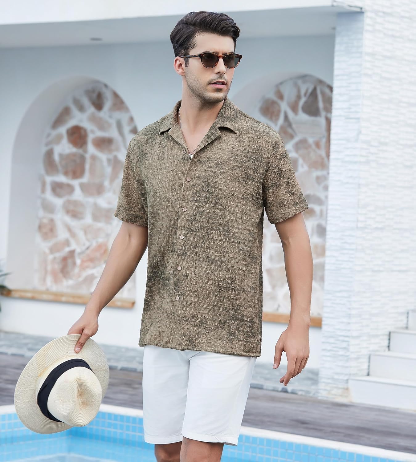 Alex Vando Mens Hawaiian Shirts Short Sleeve Summer Aloha Hawaii Shirts