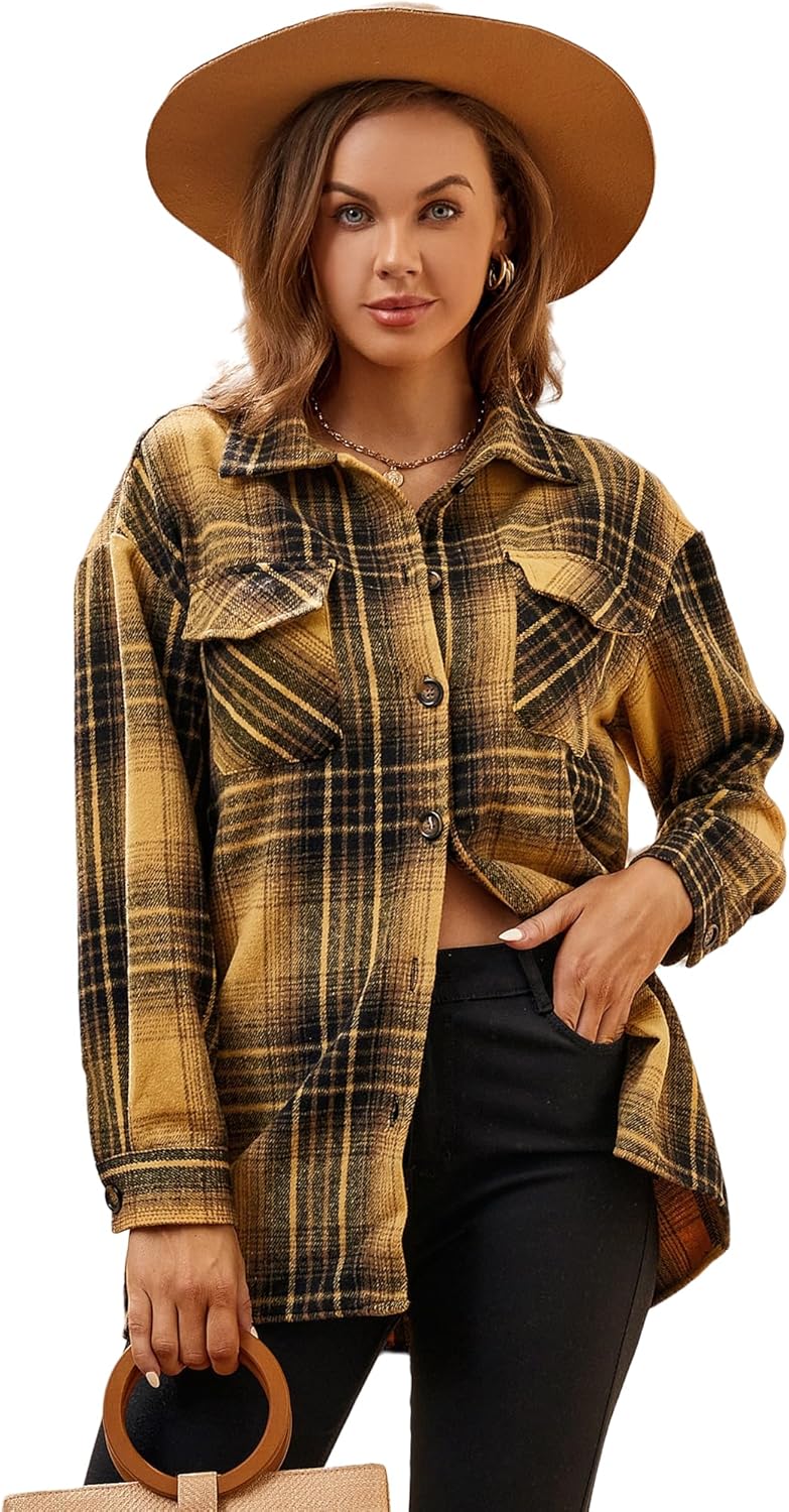 Alex Vando Womens Flannel Shirt Regular Long Sleeve Button Down Flannel Shirts for Women