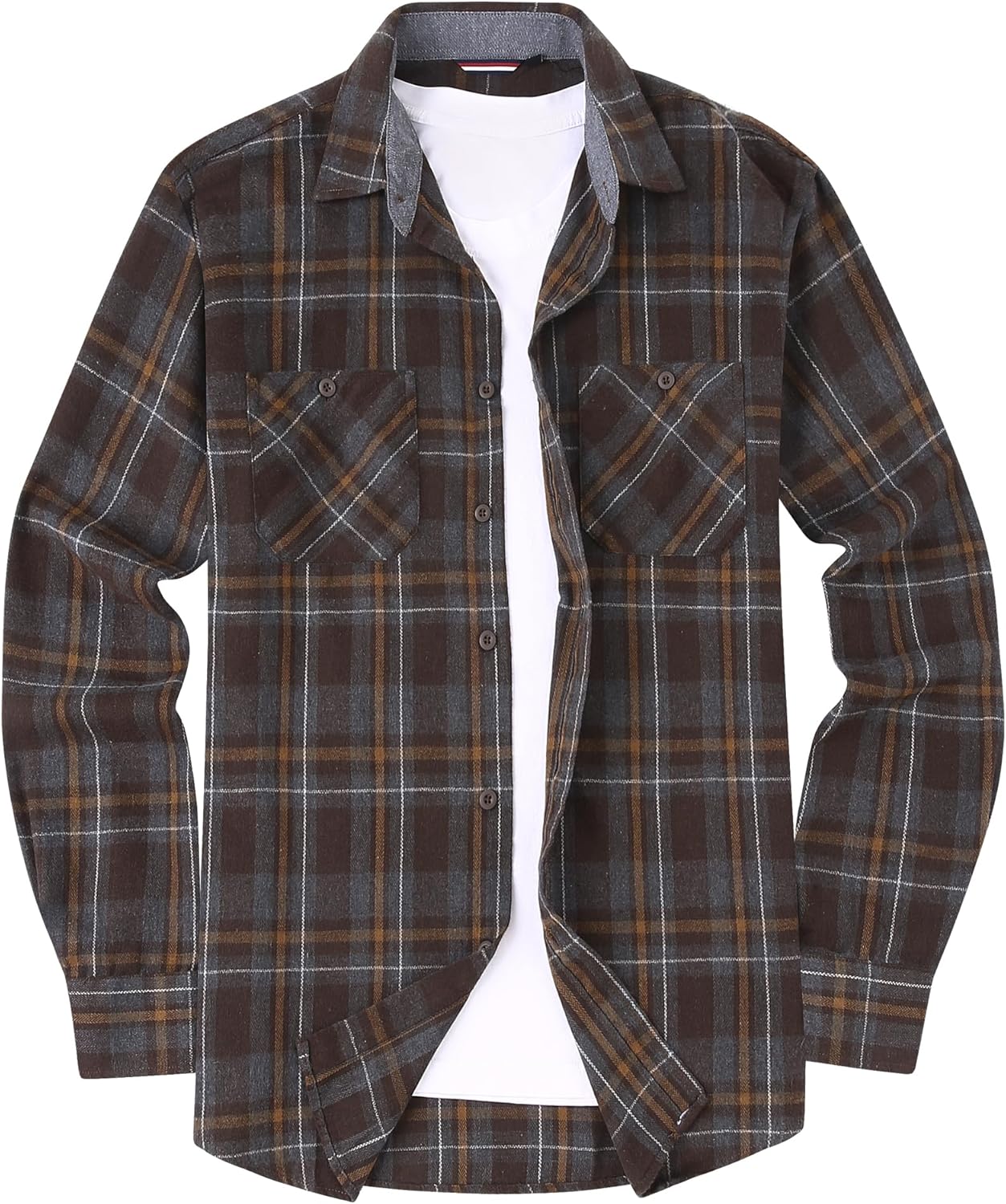 Alex Vando Men's Casual Plaid Flannel Shirt