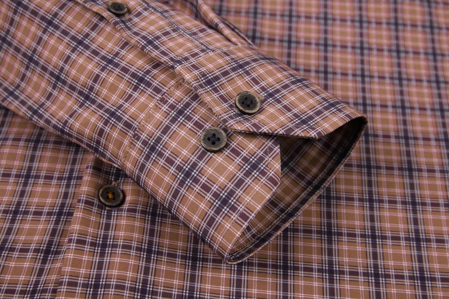 Alex Vando Mens Button Down Shirts Wrinkle Free 4-Way Stretch Print Business Casual Shirt