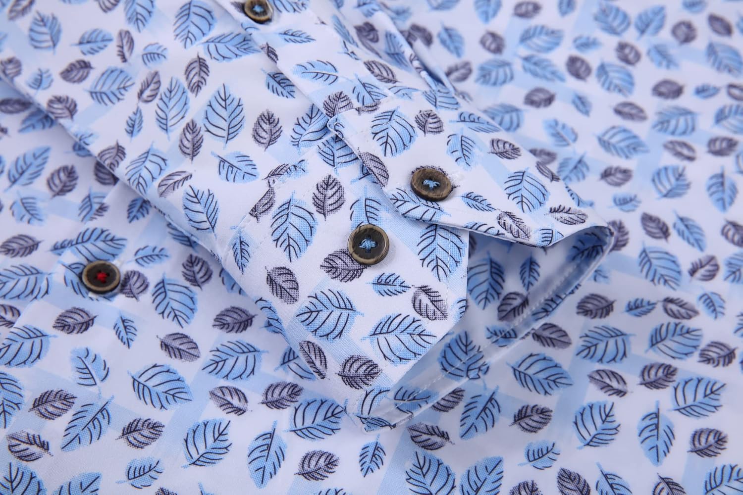 Alex Vando Mens Button Down Shirts Wrinkle Free 4-Way Stretch Print Business Casual Shirt