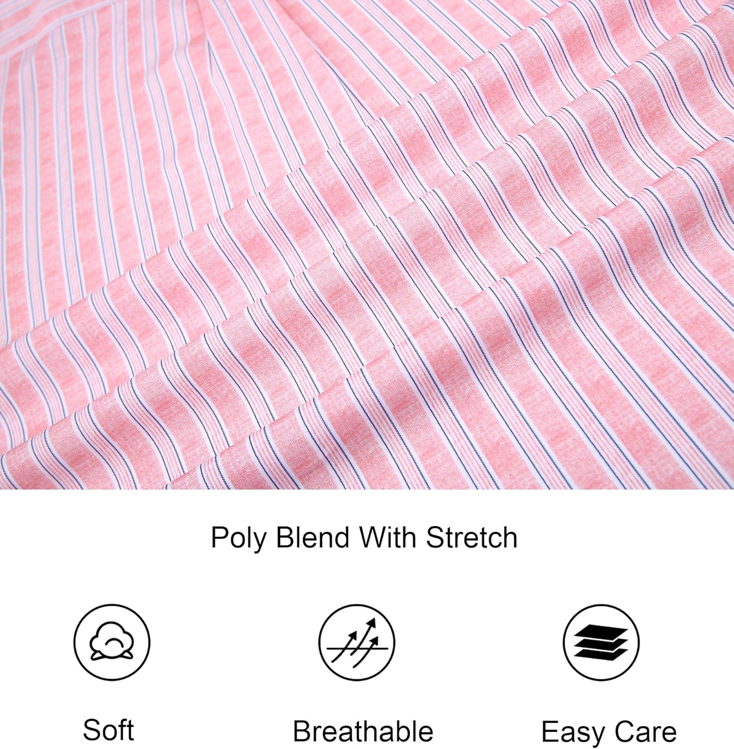 Alex Vando Mens Button Down Shirts Wrinkle Free 4-Way Stretch Short Sleeve Business Casual Shirt