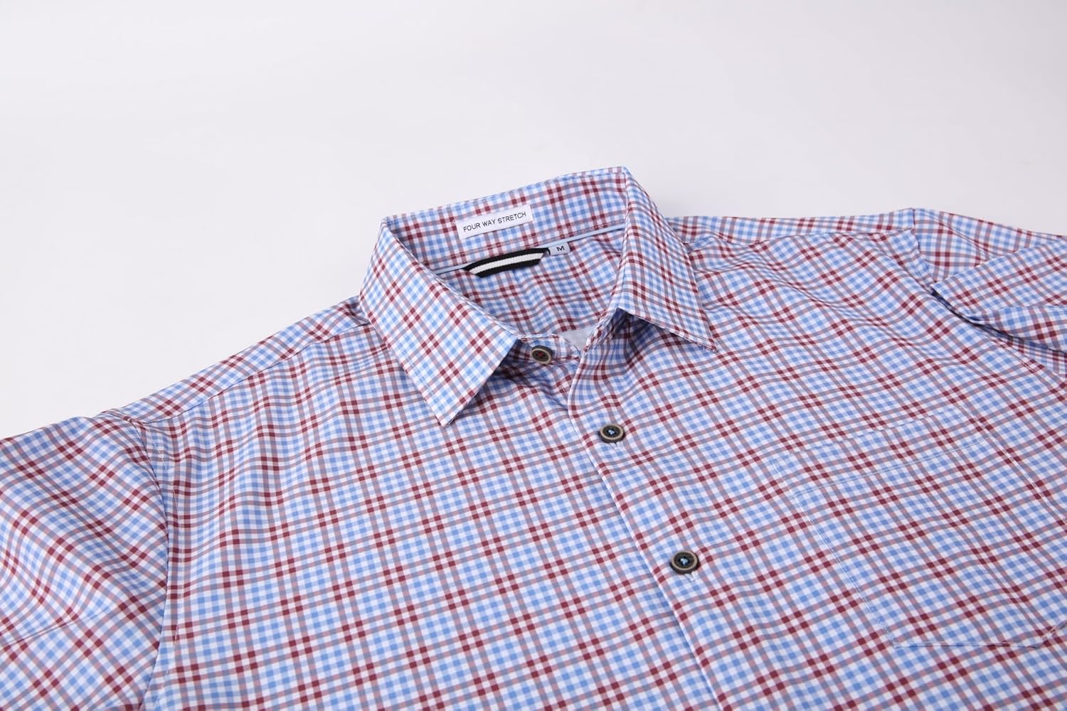 Alex Vando Mens Button Down Shirts Wrinkle Free 4-Way Stretch Short Sleeve Business Casual Shirt