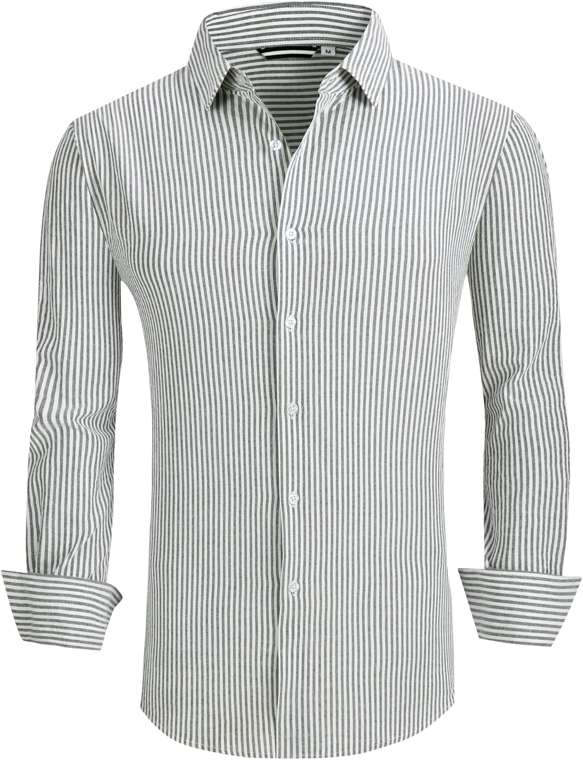 Alex Vando Mens Seersucker Dress Shirts Striped Business Casual Cotton Shirts for Men