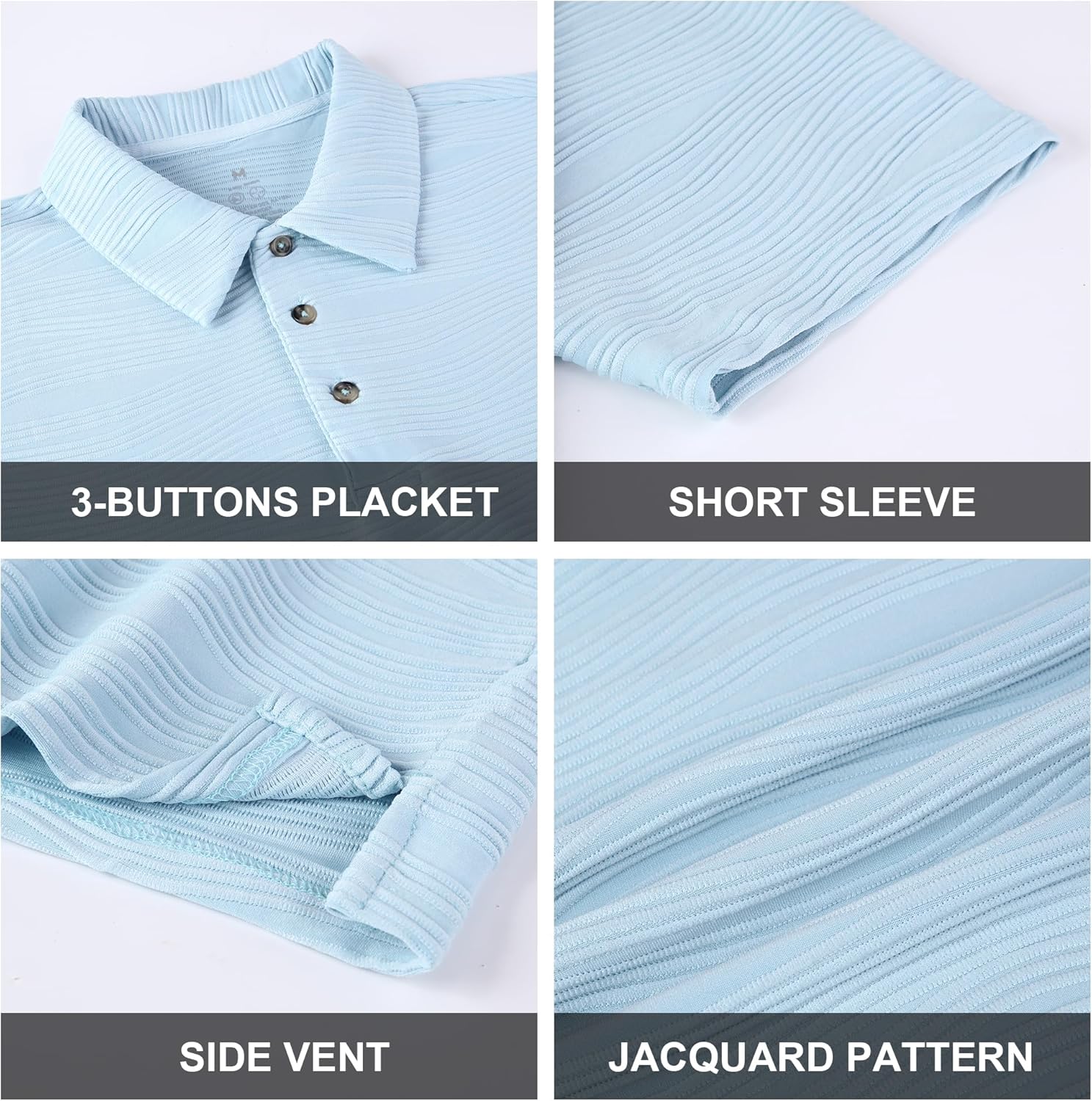 Alex Vando Mens Jacquard Kint Polo Shirts Short Sleeve Vintage Regular Fit Texture Knitted Polo Shirts with Collar