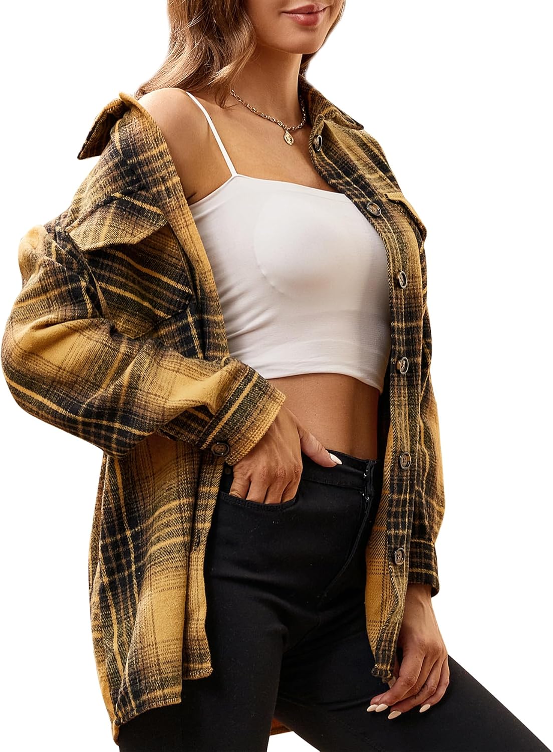 Alex Vando Womens Flannel Shirt Regular Long Sleeve Button Down Flannel Shirts for Women