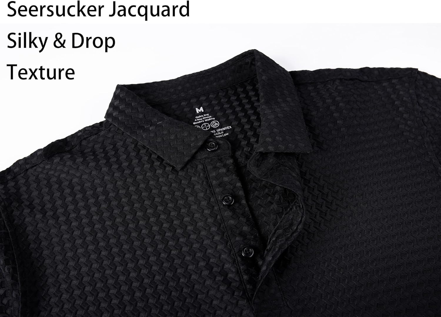Alex Vando Mens Bubble Jacquard Polo Shirt Super Stretch Short Sleeve Polo Shirts for Men