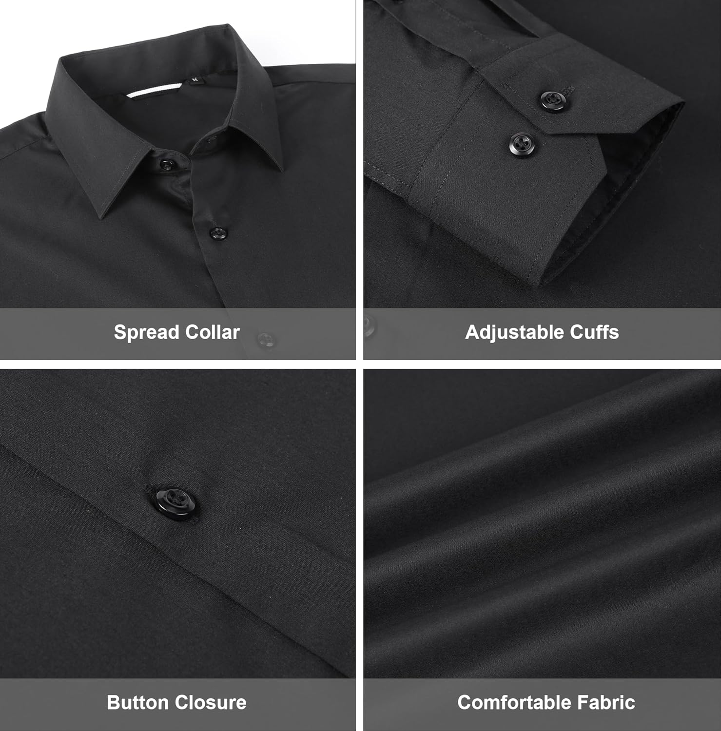 Alex Vando Mens Dress Shirt Wrinkle Free Regular Fit 4-Way Stretch Button Down Shirts