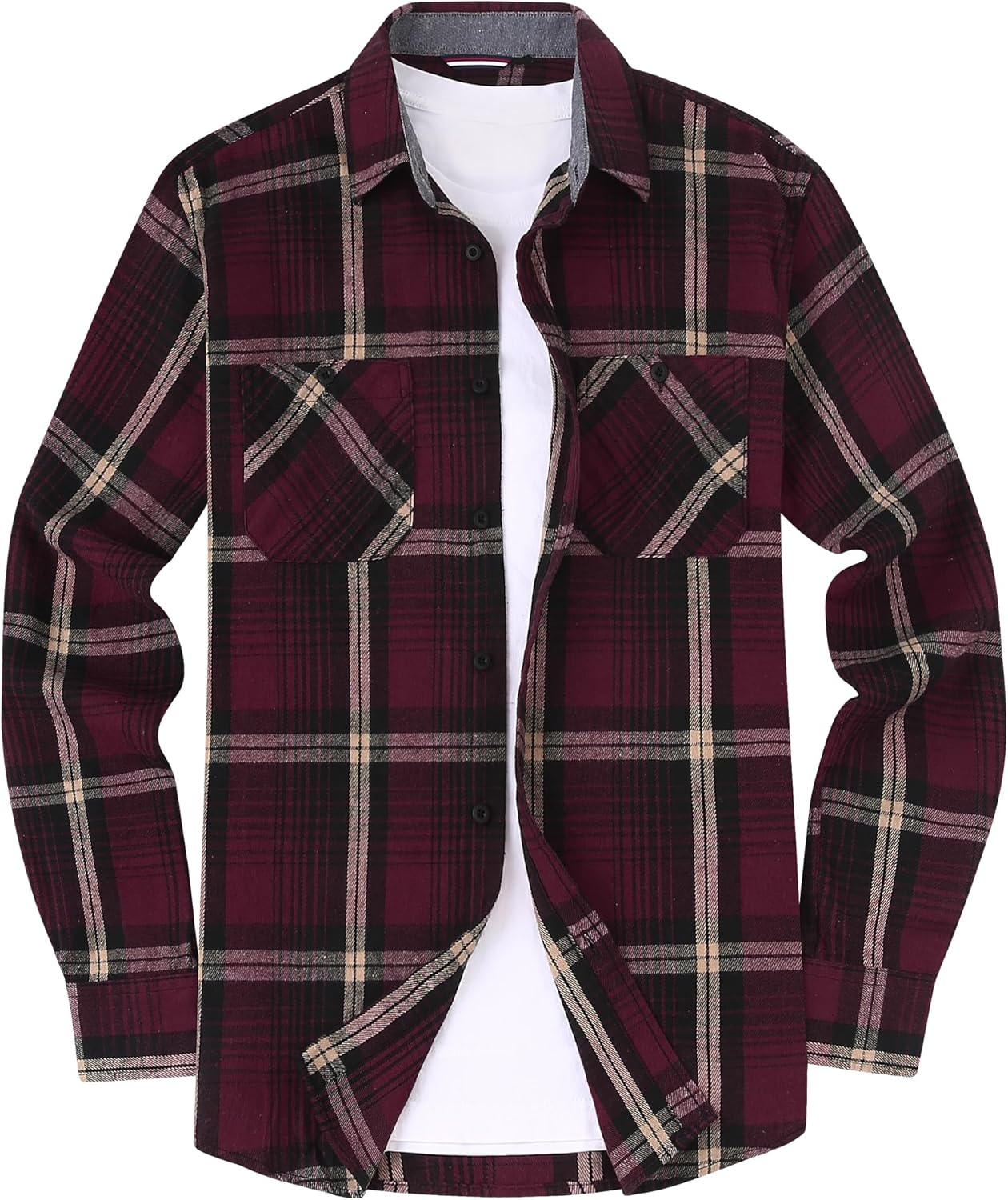 Alex Vando Men's Casual Plaid Flannel Shirt