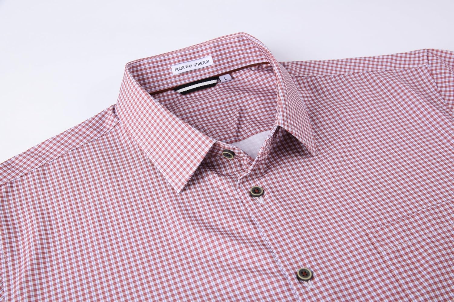Alex Vando Mens Button Down Shirts Wrinkle Free 4-Way Stretch Short Sleeve Business Casual Shirt
