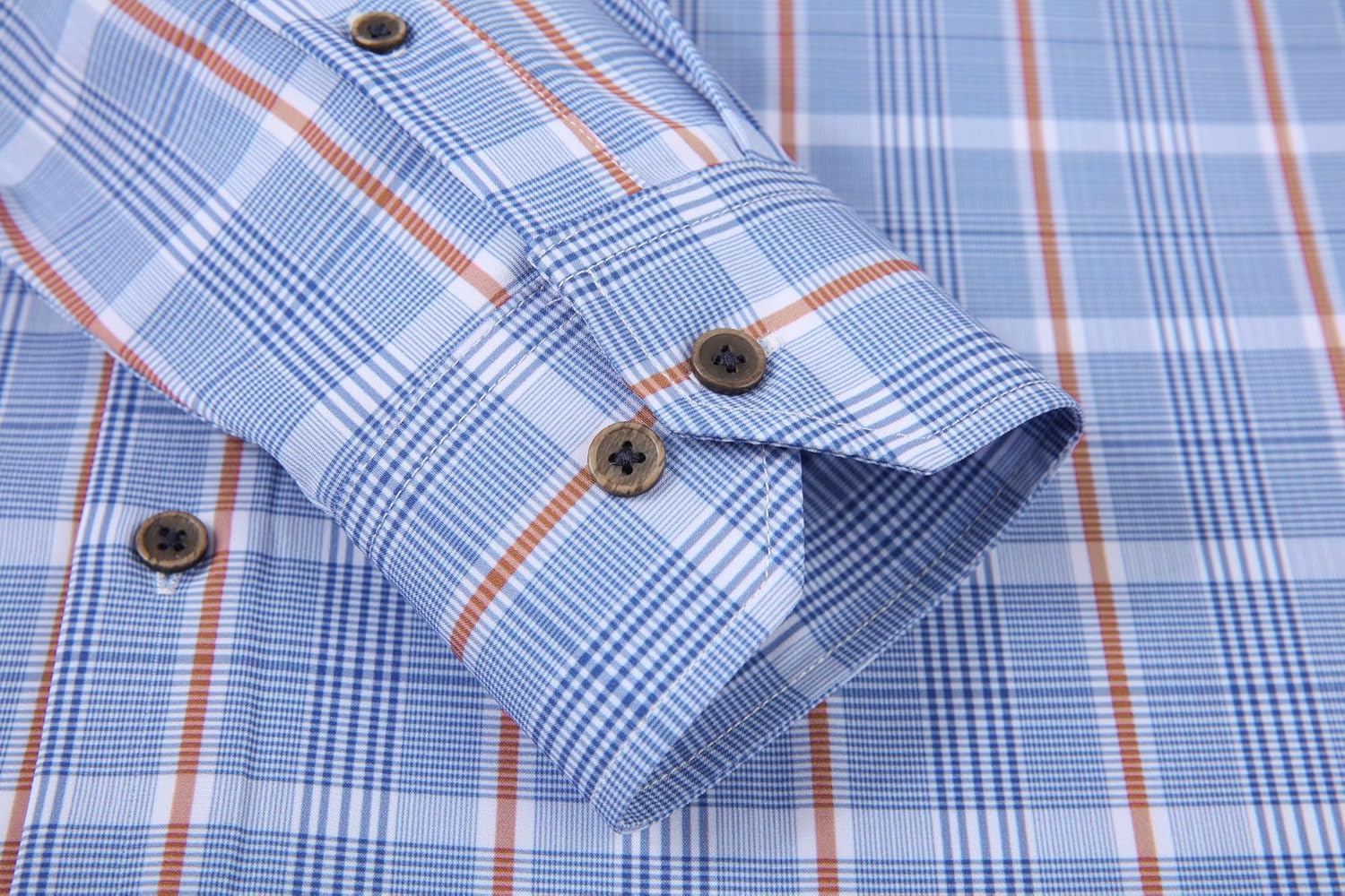 Alex Vando Mens Button Down Shirts Wrinkle Free 4-Way Stretch Print Business Casual Shirt