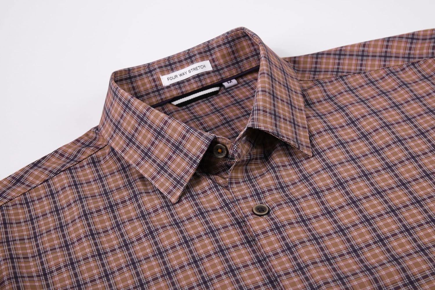 Alex Vando Mens Button Down Shirts Wrinkle Free 4-Way Stretch Print Business Casual Shirt
