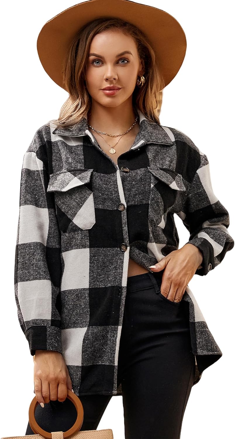 Alex Vando Womens Flannel Shirt Regular Long Sleeve Button Down Flannel Shirts for Women