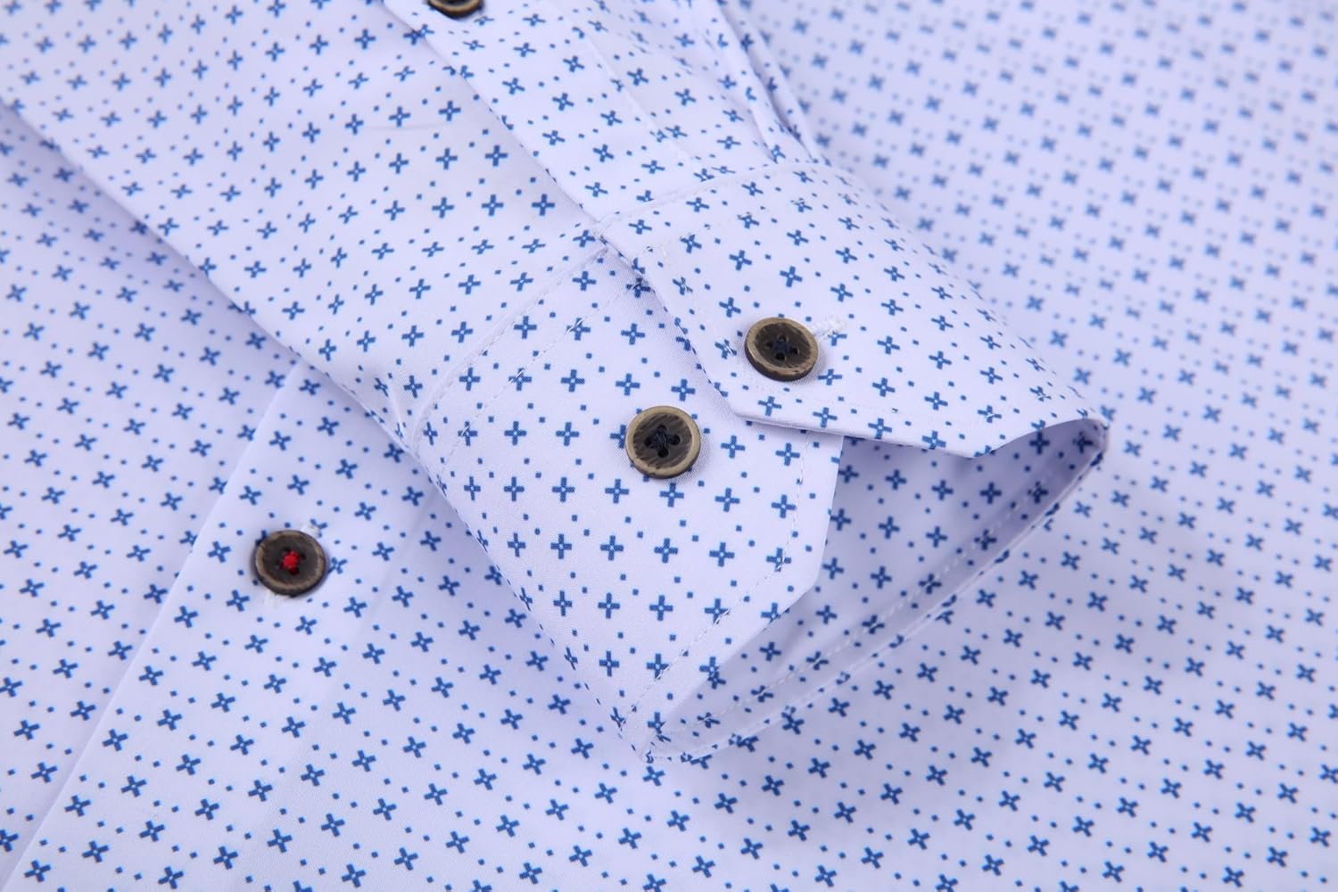 Alex Vando Mens Button Down Shirts Wrinkle Free 4-Way Stretch Print Business Casual Shirt