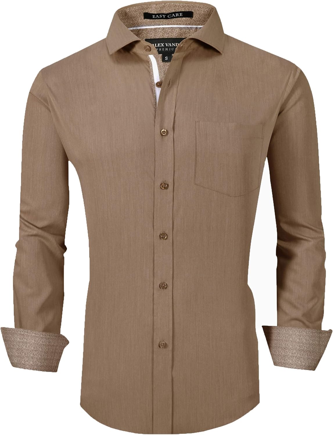 Alex Vando Mens Dress Shirts Wrinkle Free Regular Fit Stretch Rayon Bamboo Button Down Shirt