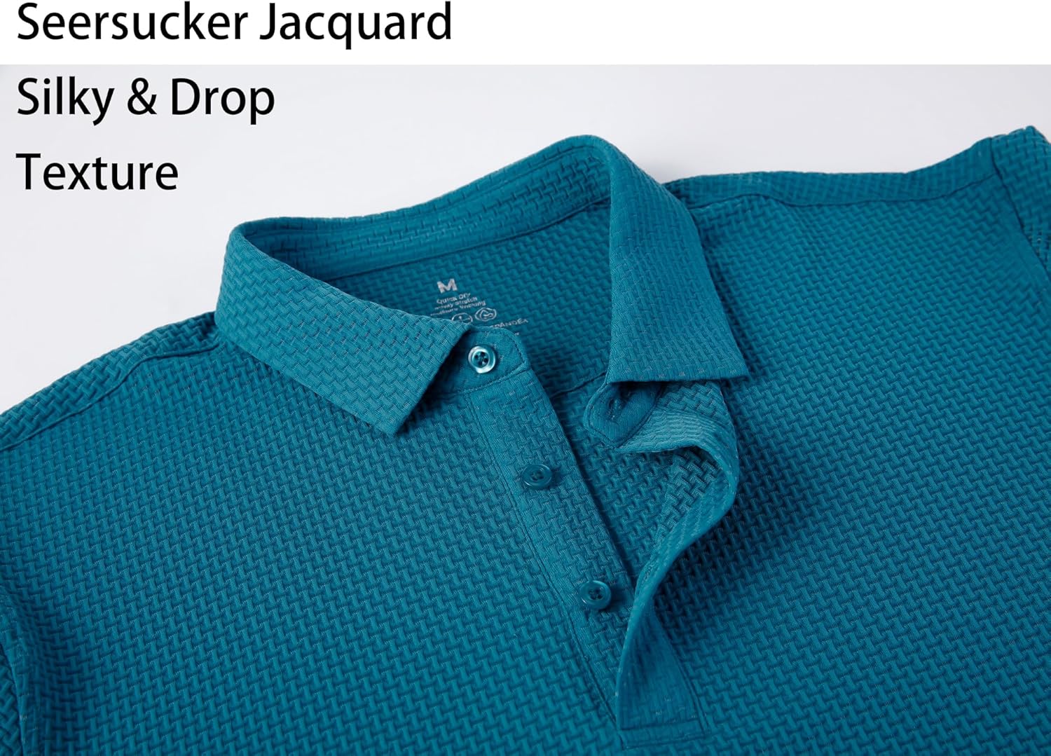 Alex Vando Mens Bubble Jacquard Polo Shirt Super Stretch Short Sleeve Polo Shirts for Men