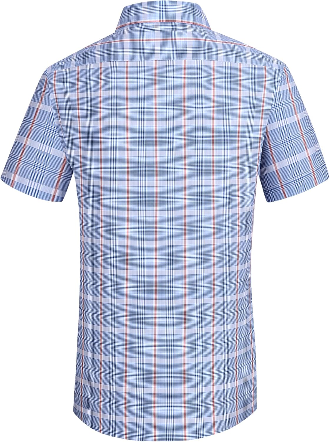 Alex Vando Mens Button Down Shirts Wrinkle Free 4-Way Stretch Short Sleeve Business Casual Shirt