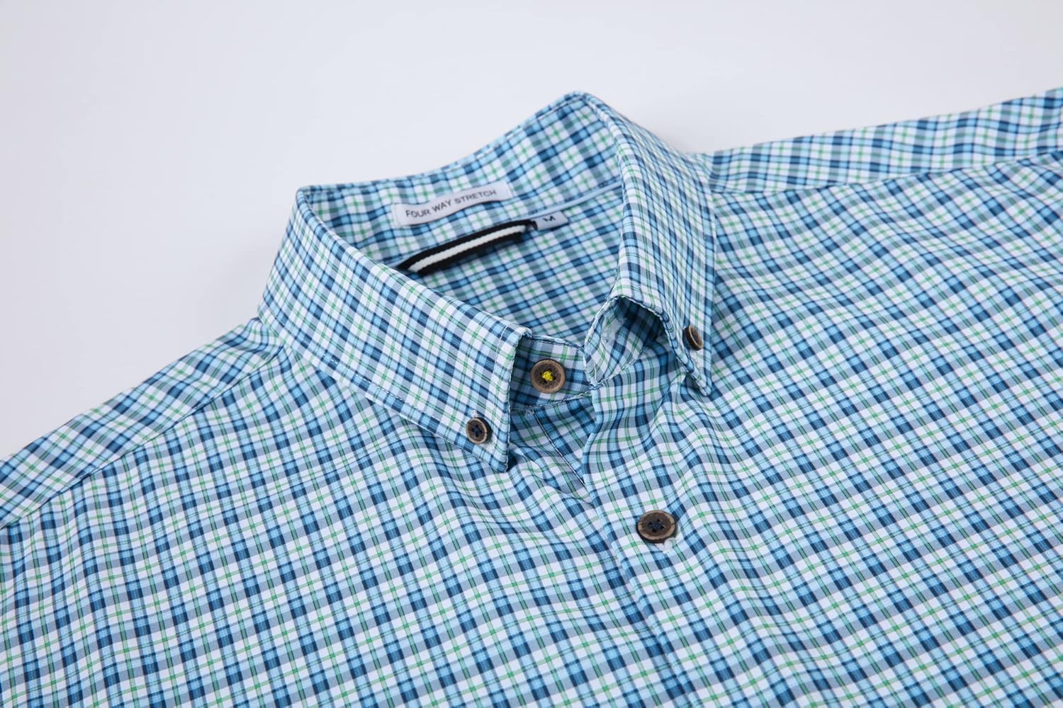 Alex Vando Mens Button Down Shirts Wrinkle Free 4-Way Stretch Print Business Casual Shirt