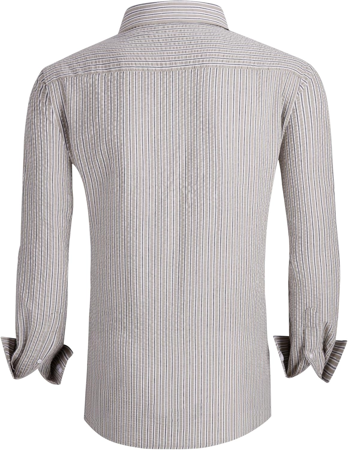 Alex Vando Mens Seersucker Dress Shirts Striped Business Casual Cotton Shirts for Men