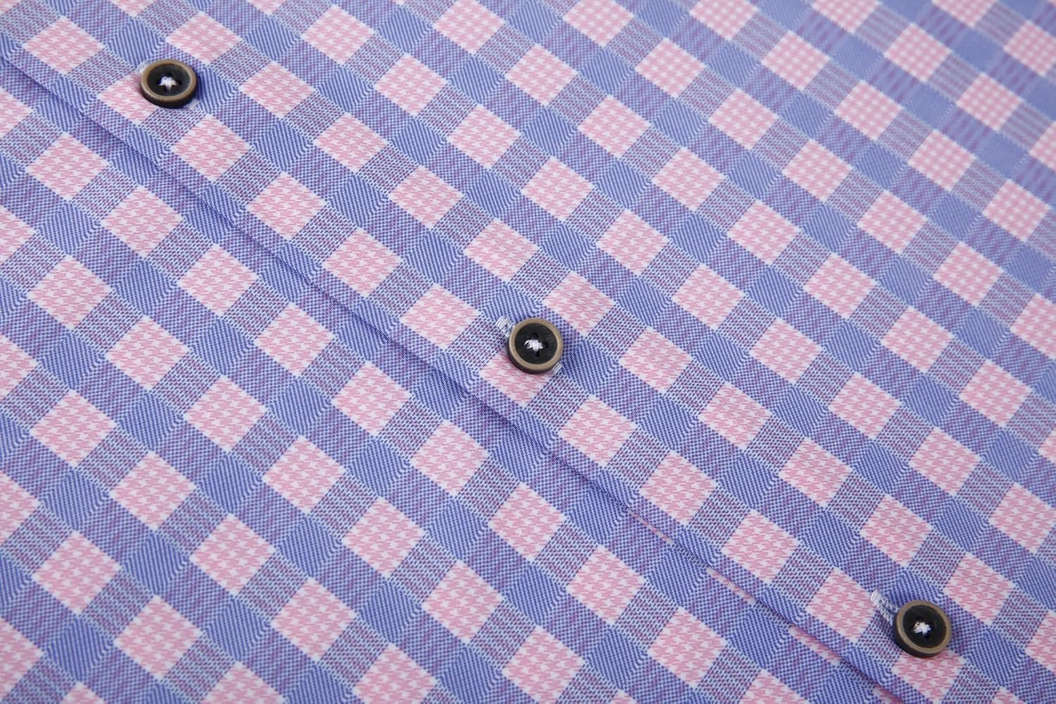 Alex Vando Mens Button Down Shirts Wrinkle Free 4-Way Stretch Print Business Casual Shirt