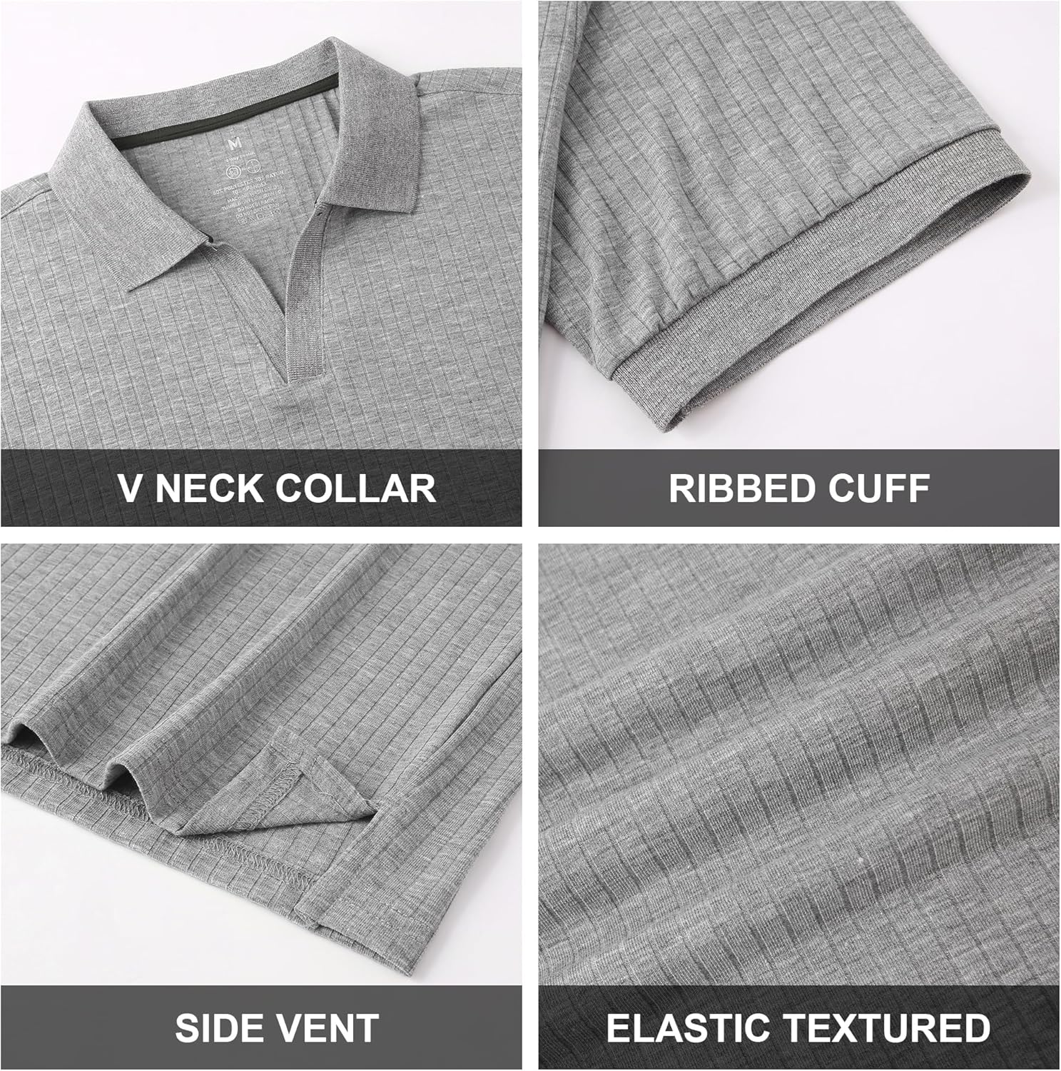 Alex Vando Mens Cotton Polo Shirts V-Neck Short Sleeve Casual Shirts for Men