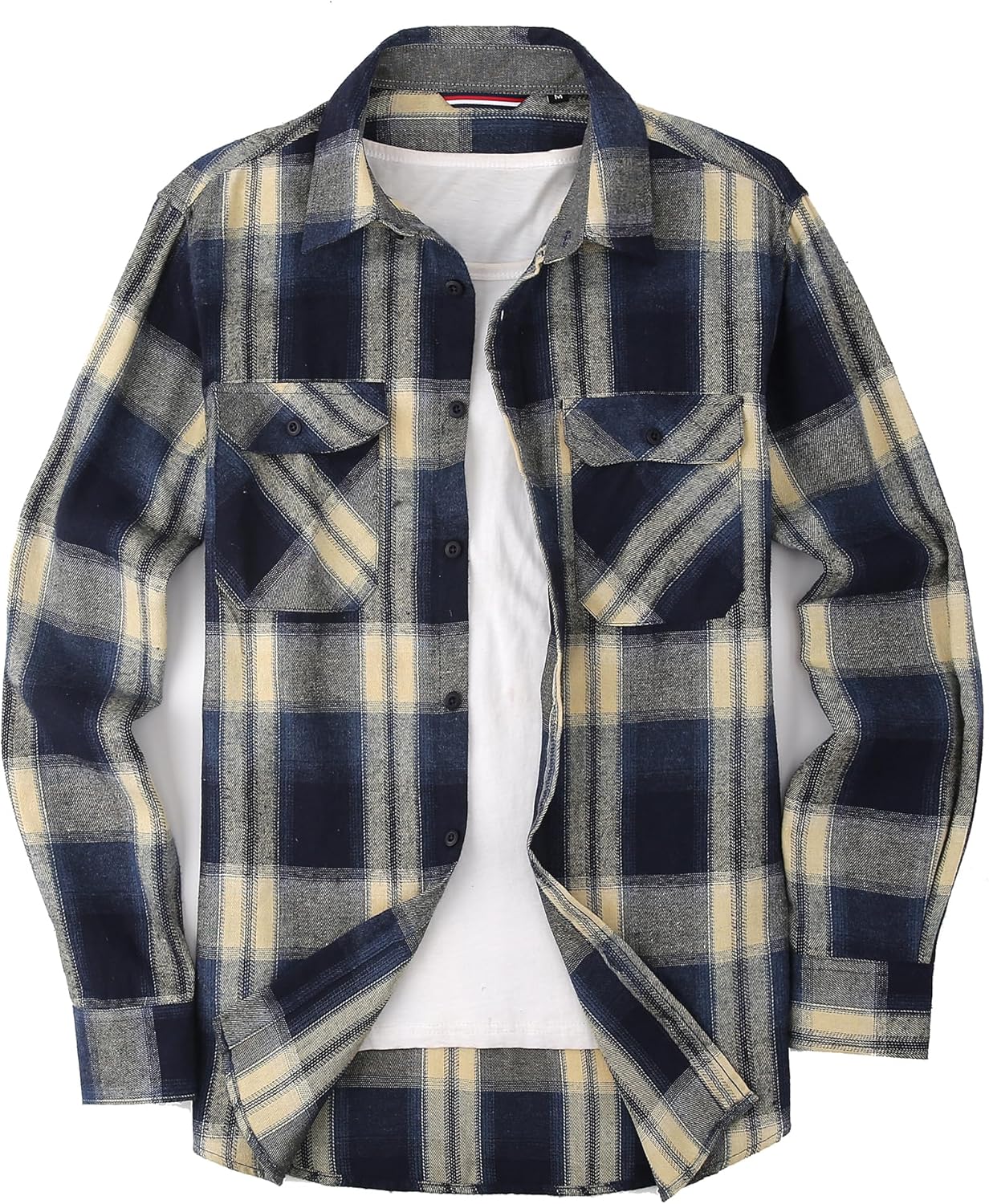 Alex Vando Men's Casual Plaid Flannel Shirt