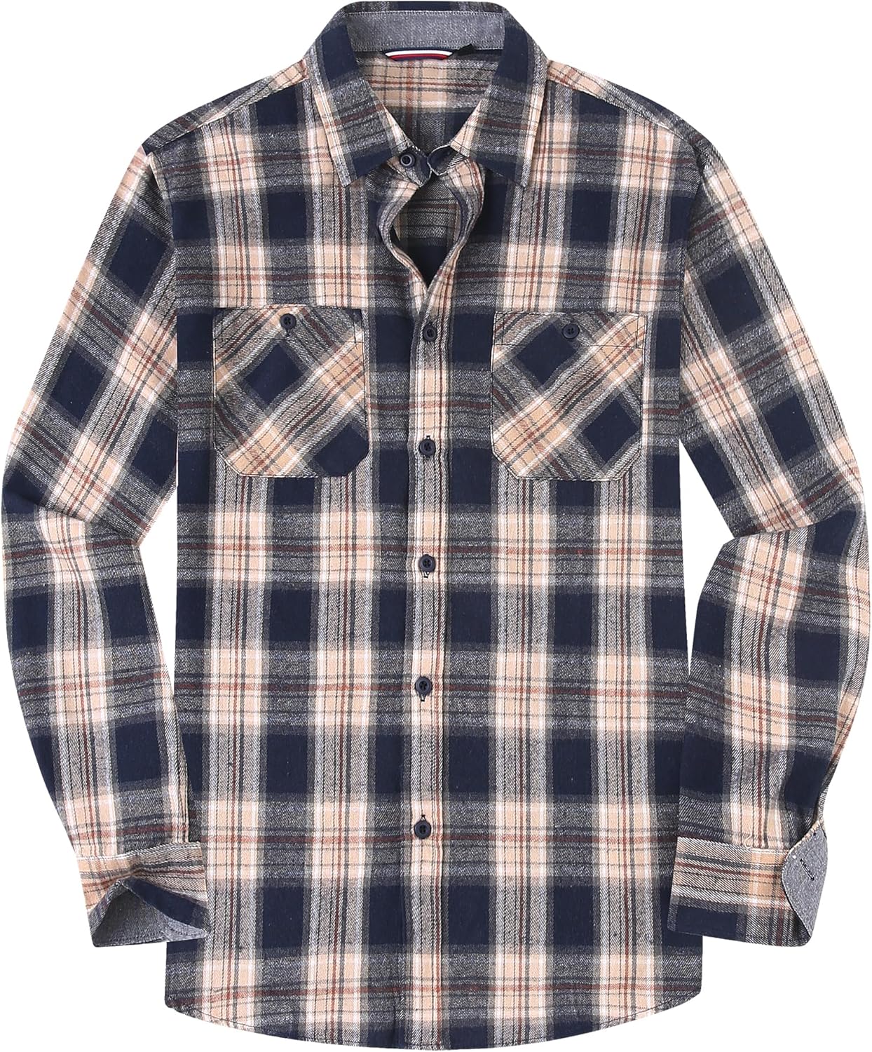 Alex Vando Men's Casual Plaid Flannel Shirt