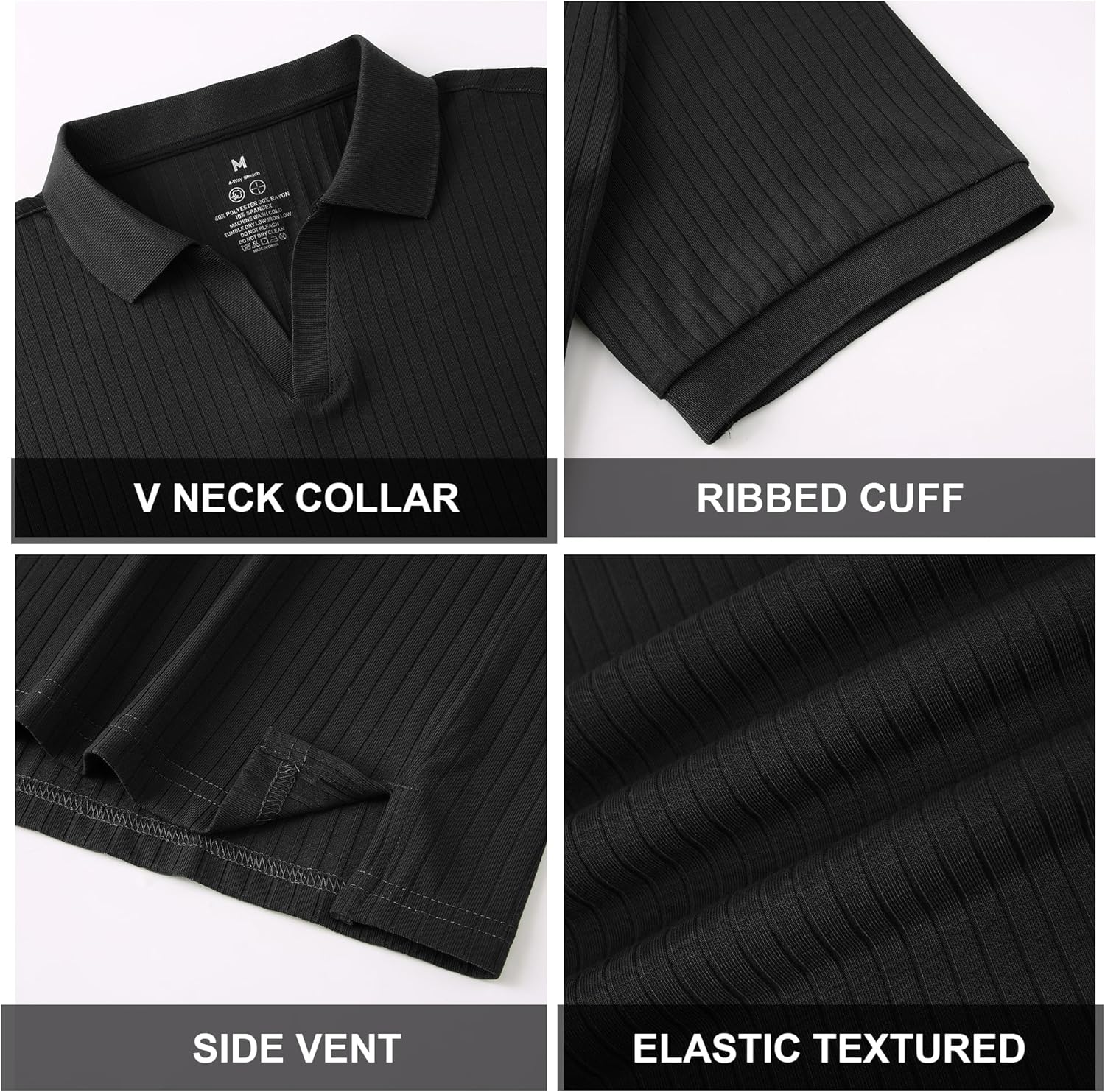 Alex Vando Mens Cotton Polo Shirts V-Neck Short Sleeve Casual Shirts for Men