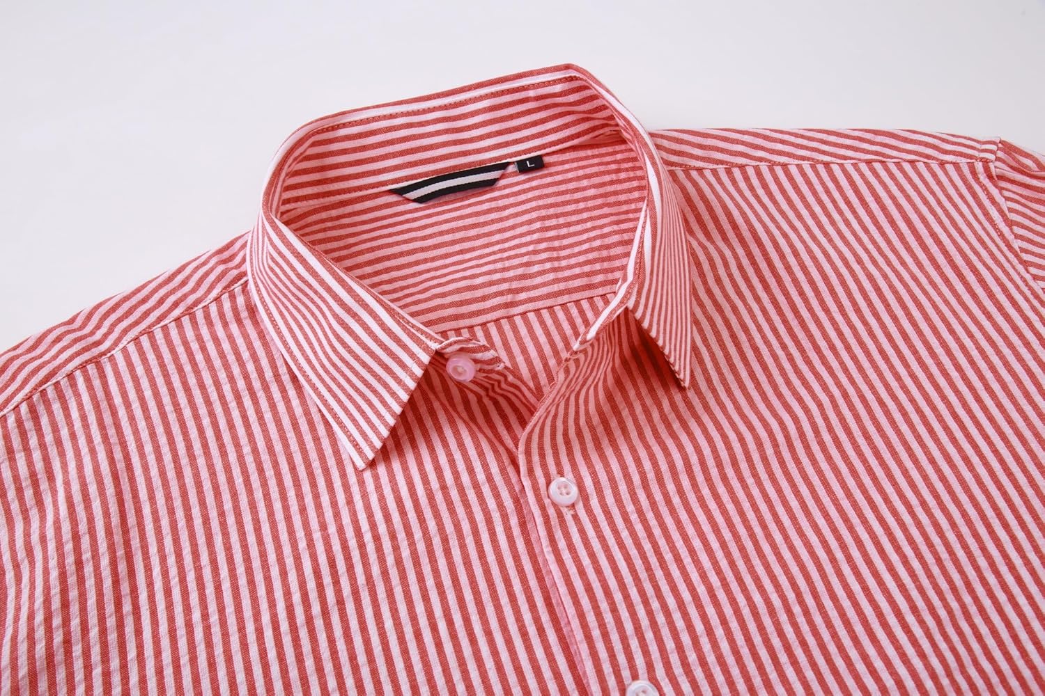 Alex Vando Mens Seersucker Dress Shirts Striped Business Casual Cotton Shirts for Men