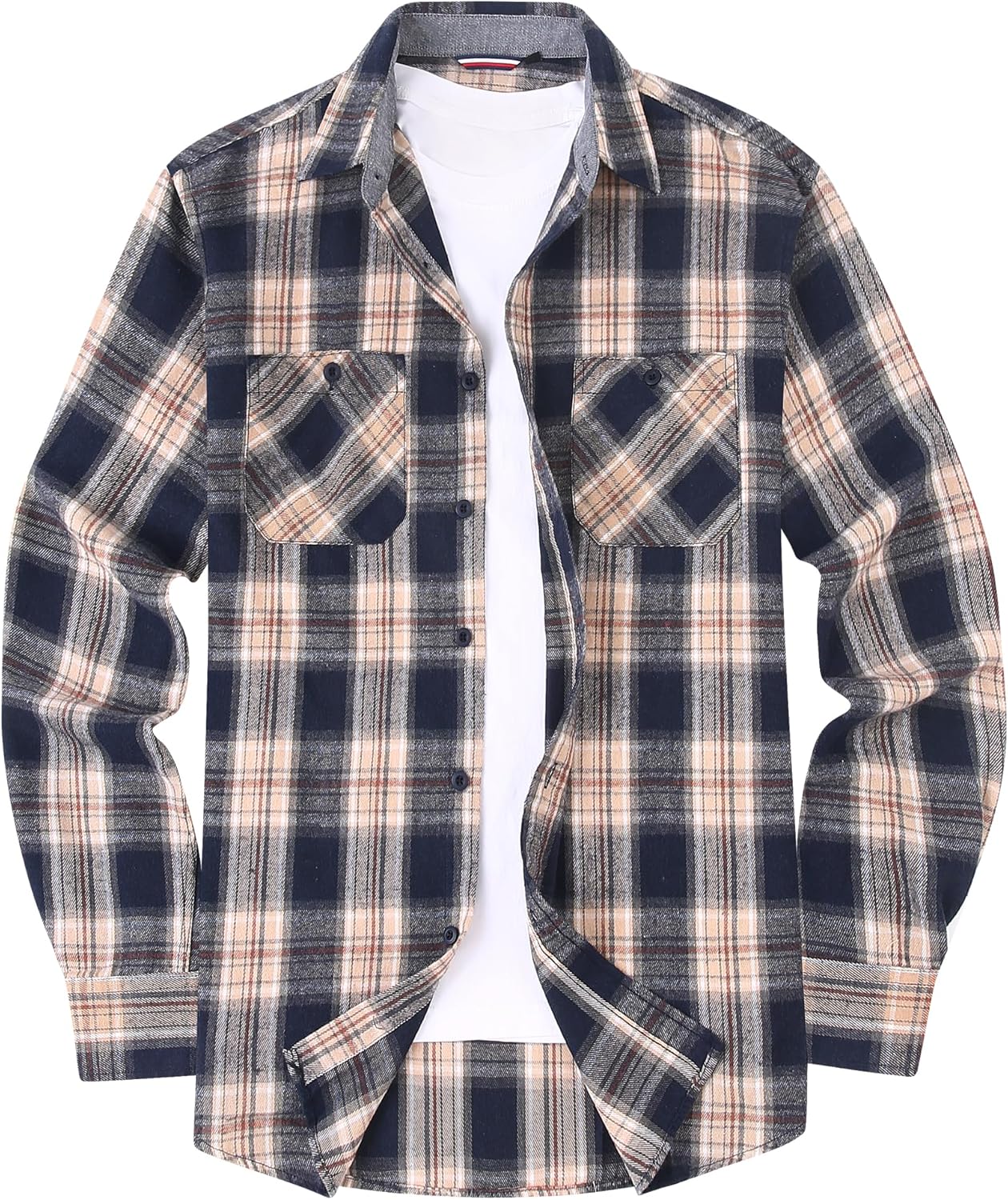 Alex Vando Men's Casual Plaid Flannel Shirt
