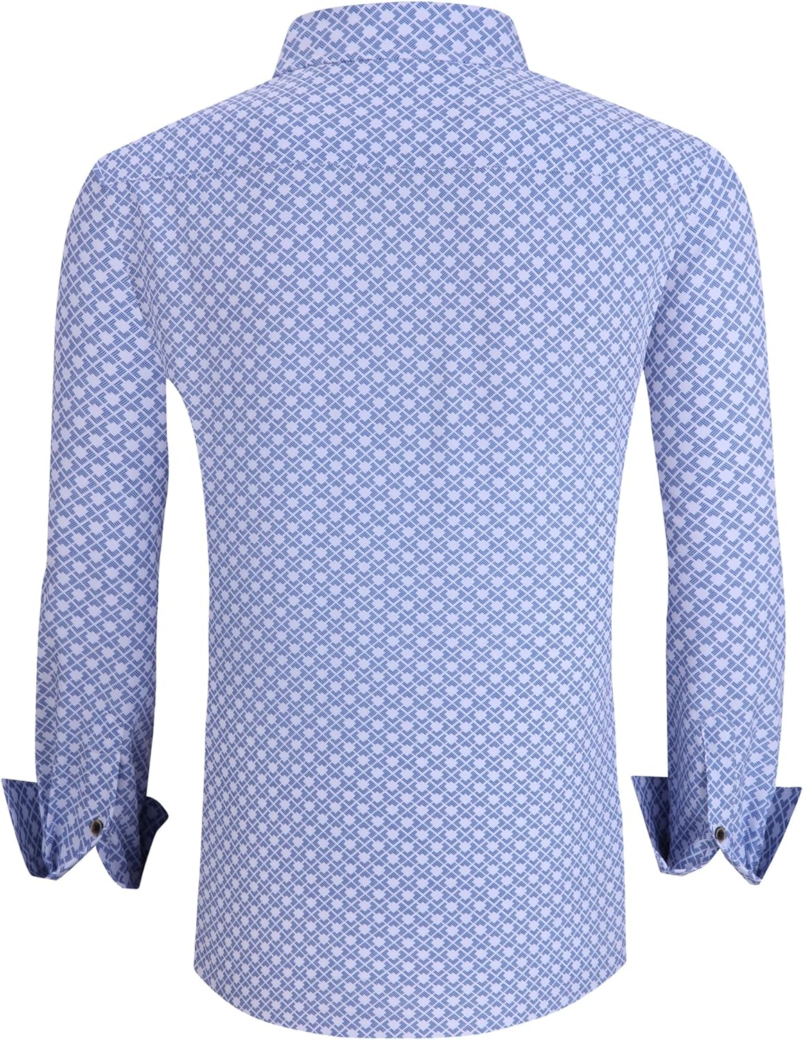 Alex Vando Mens Button Down Shirts Wrinkle Free 4-Way Stretch Print Business Casual Shirt