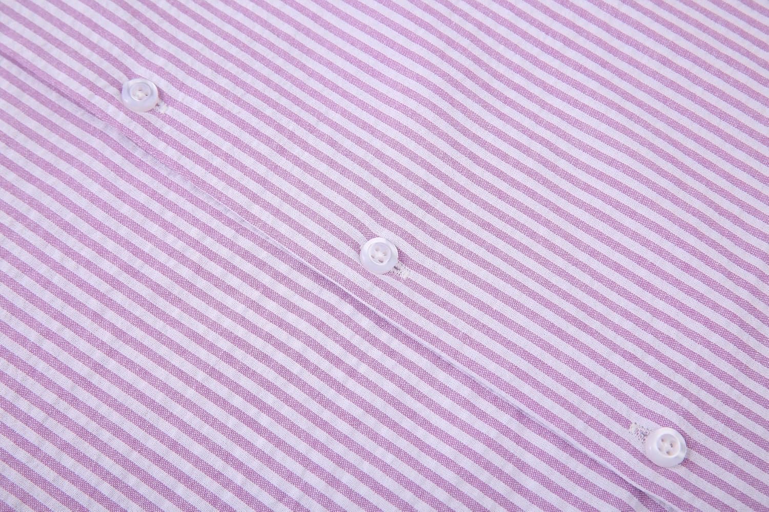 Alex Vando Mens Seersucker Dress Shirts Striped Business Casual Cotton Shirts for Men