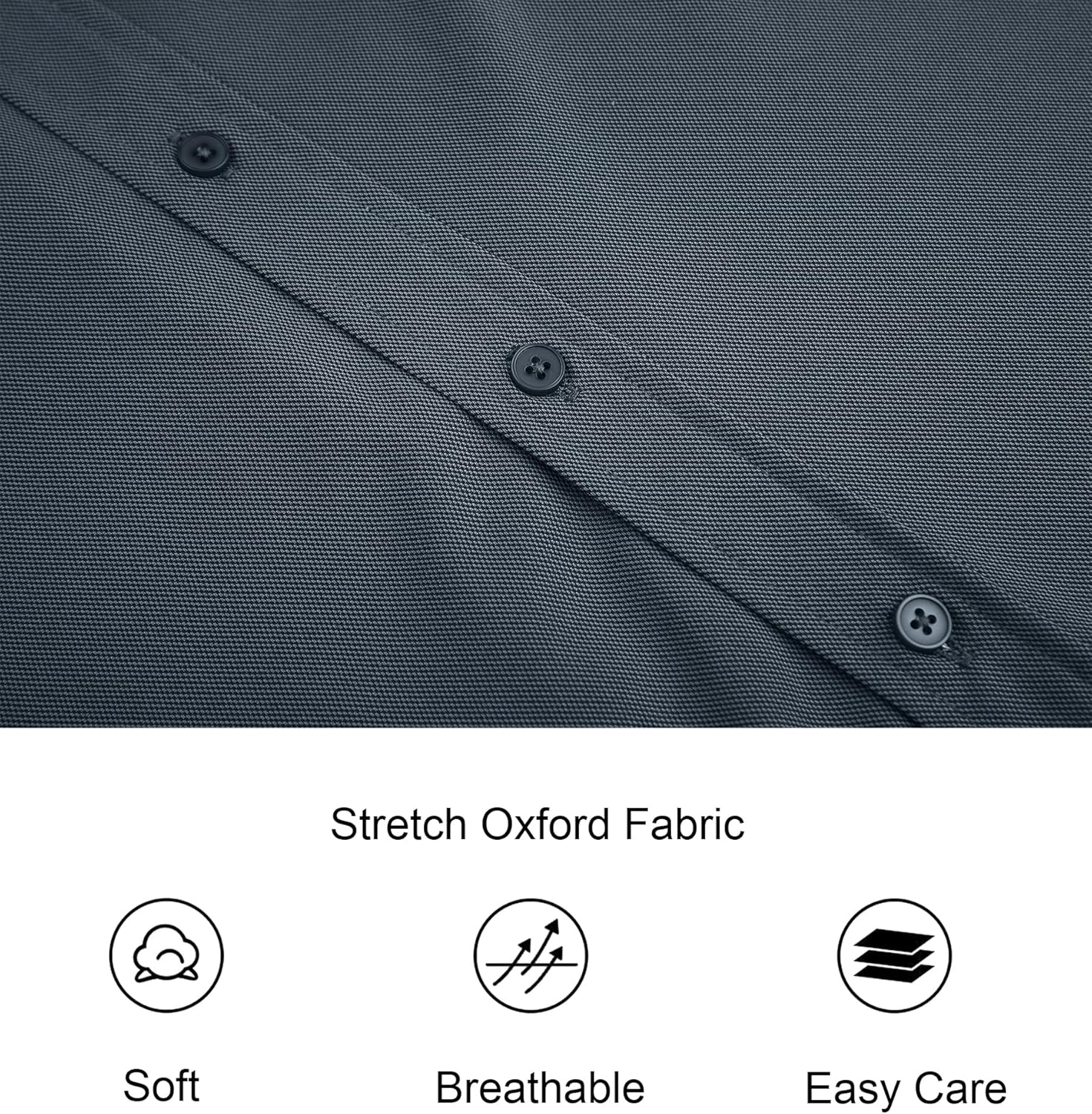 Alex Vando Mens Oxford Shirts Wrinkle Free Quick-Dry Casual Button Down Shirt