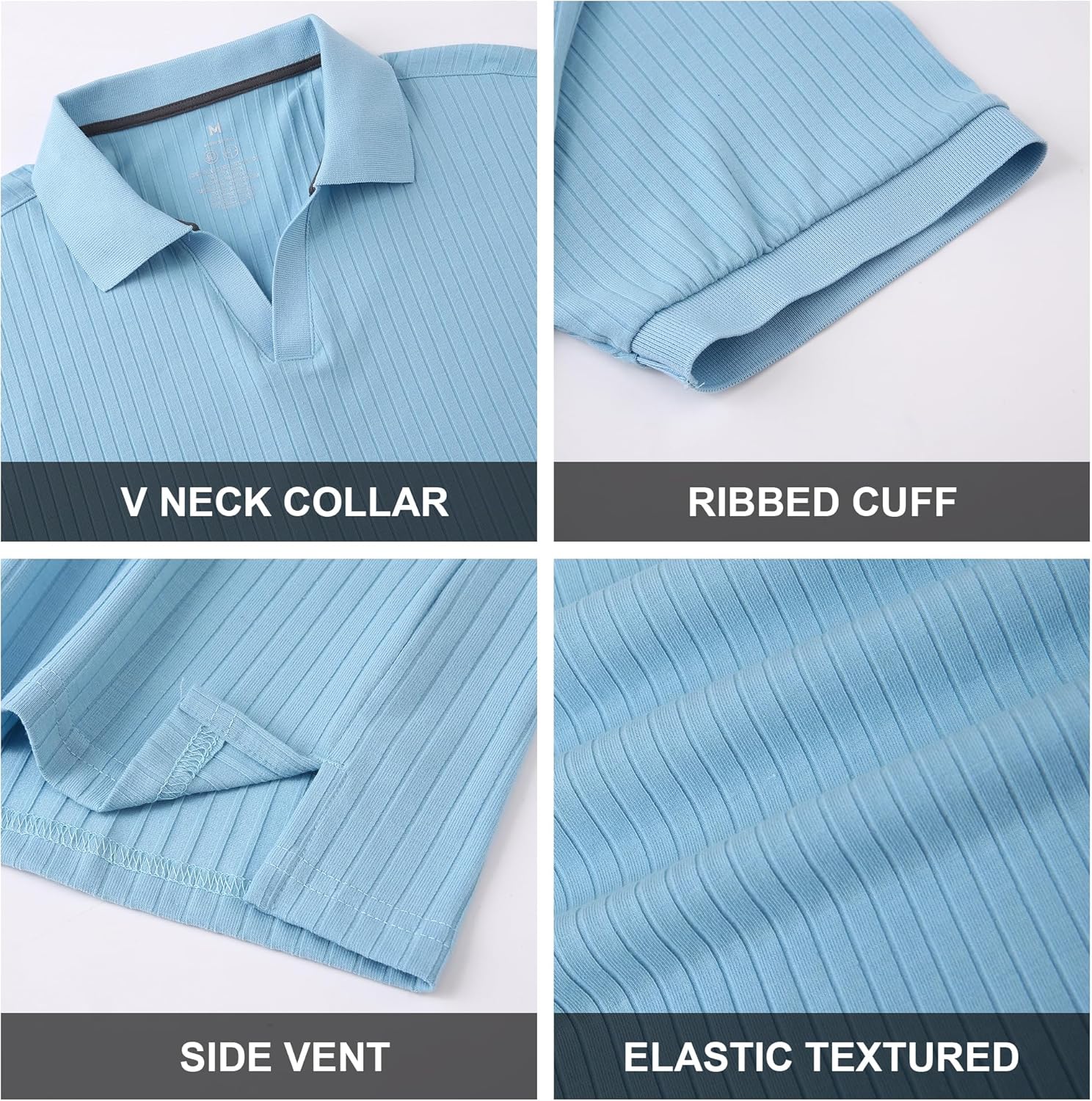 Alex Vando Mens Cotton Polo Shirts V-Neck Short Sleeve Casual Shirts for Men