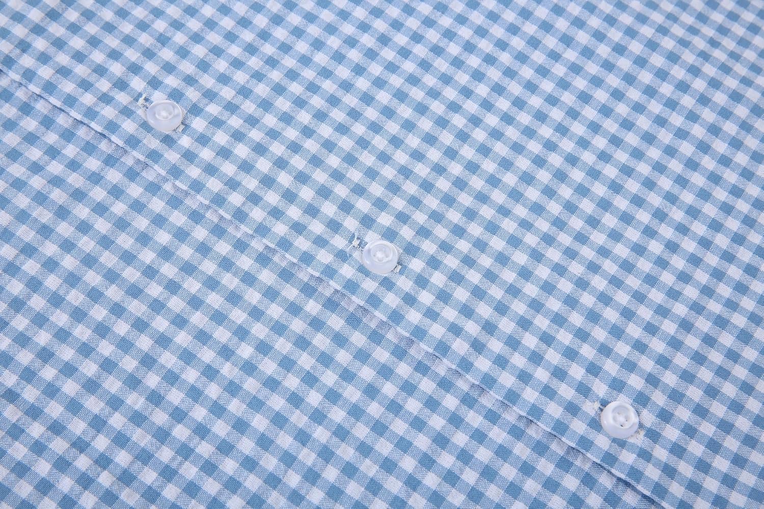 Alex Vando Mens Seersucker Dress Shirts Striped Business Casual Cotton Shirts for Men