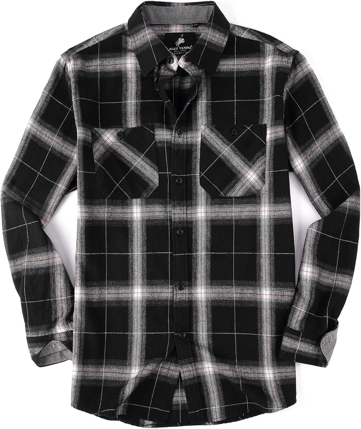 Alex Vando Mens Button Down Shirts Regular Fit Long Sleeve Casual Plaid Flannel Shirt