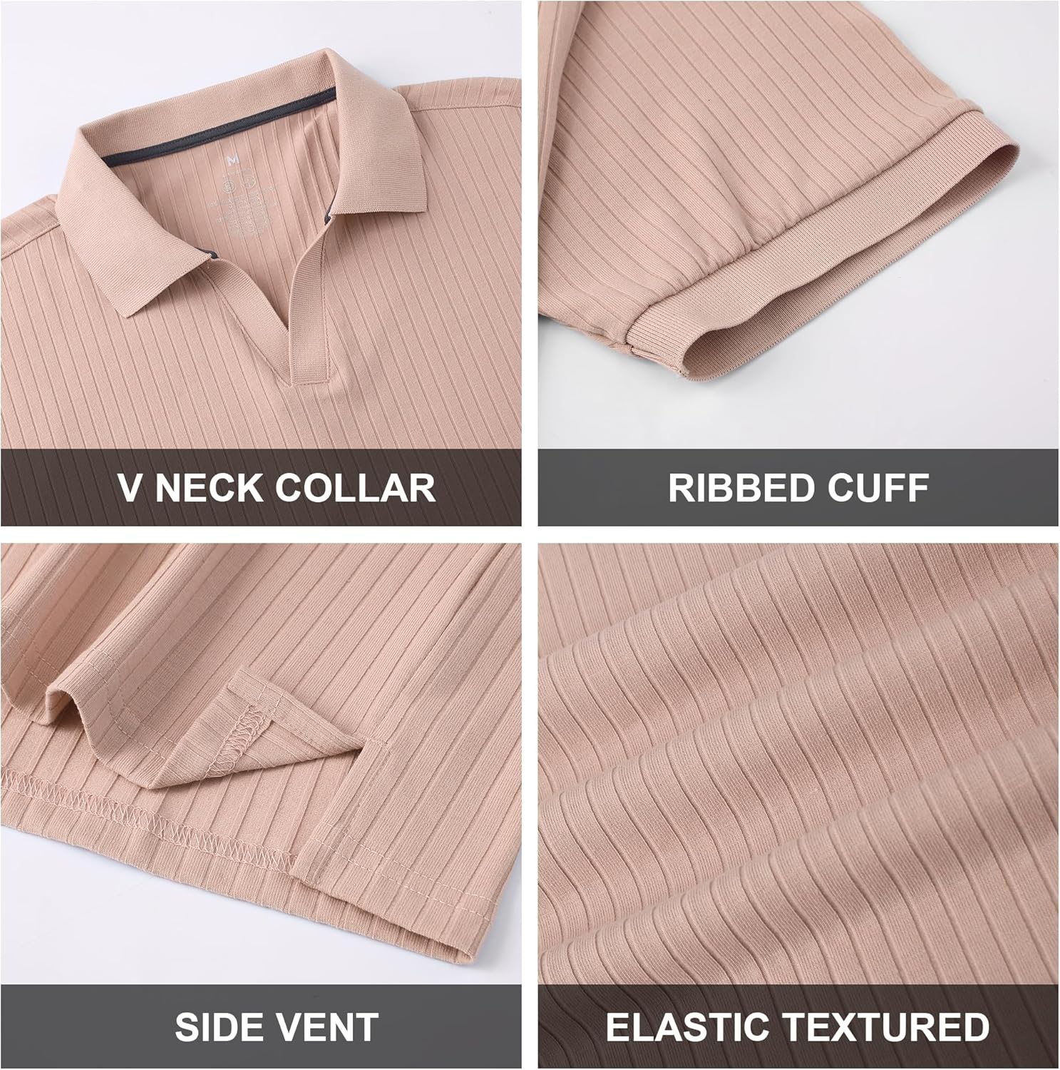 Alex Vando Mens Cotton Polo Shirts V-Neck Short Sleeve Casual Shirts for Men
