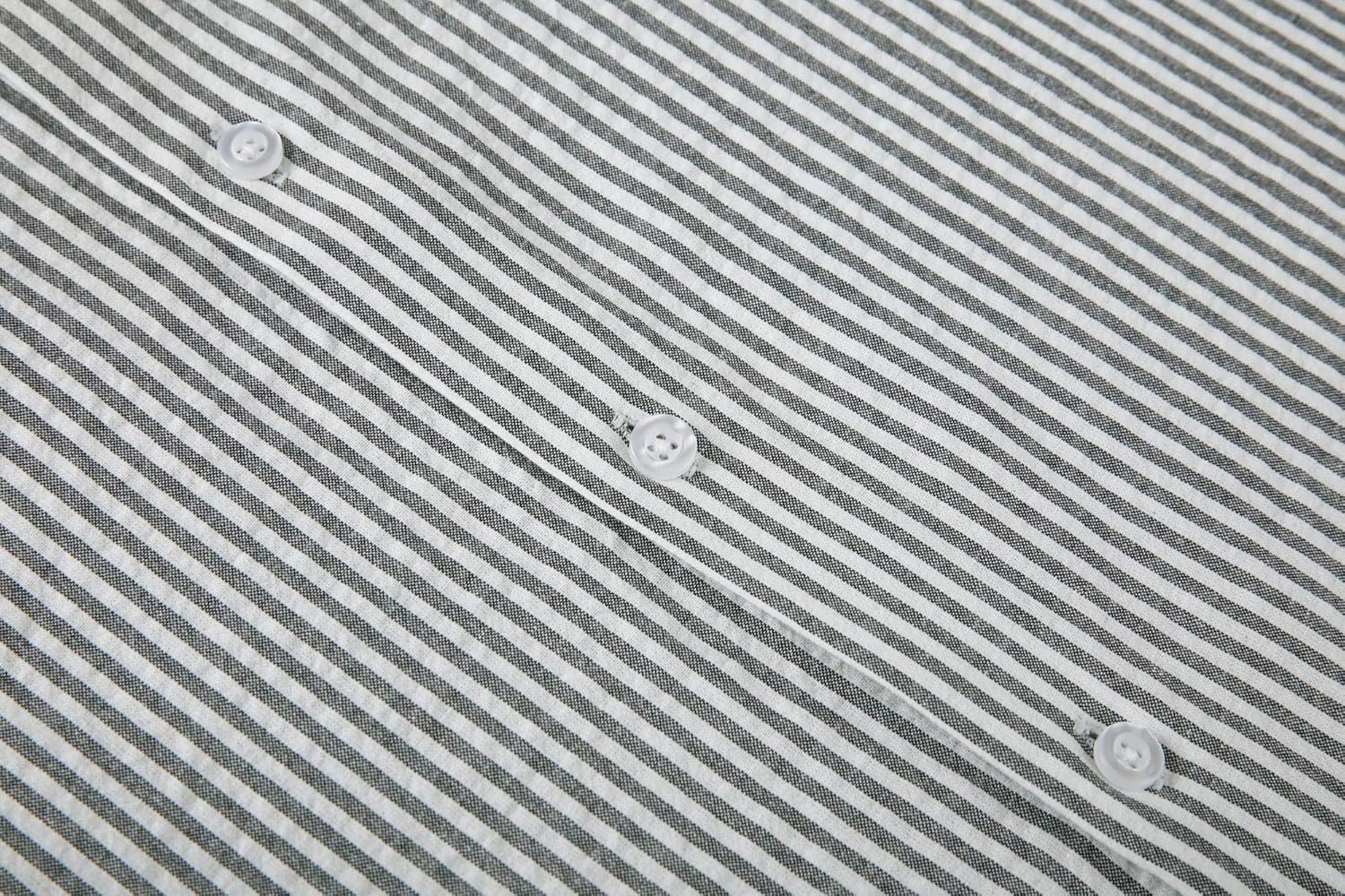 Alex Vando Mens Seersucker Dress Shirts Striped Business Casual Cotton Shirts for Men