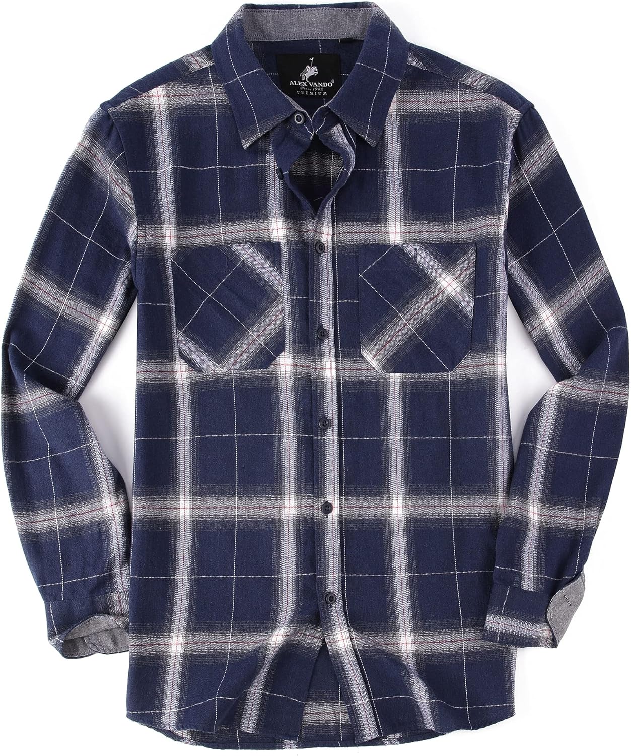 Alex Vando Mens Button Down Shirts Regular Fit Long Sleeve Casual Plaid Flannel Shirt