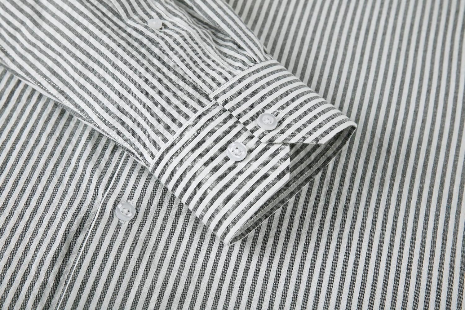 Alex Vando Mens Seersucker Dress Shirts Striped Business Casual Cotton Shirts for Men