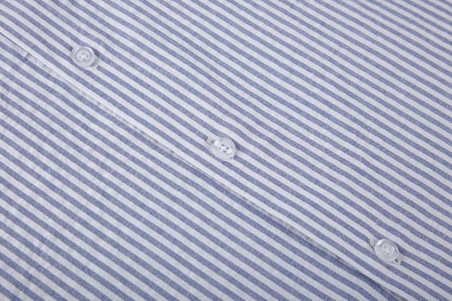 Alex Vando Mens Seersucker Dress Shirts Striped Business Casual Cotton Shirts for Men
