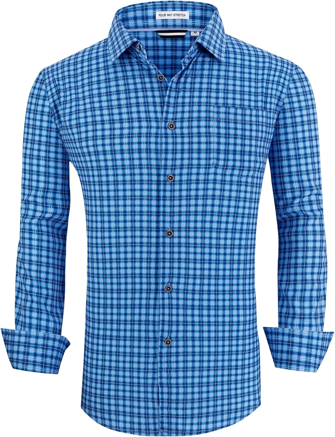 Alex Vando Mens Button Down Shirts Wrinkle Free 4-Way Stretch Print Business Casual Shirt