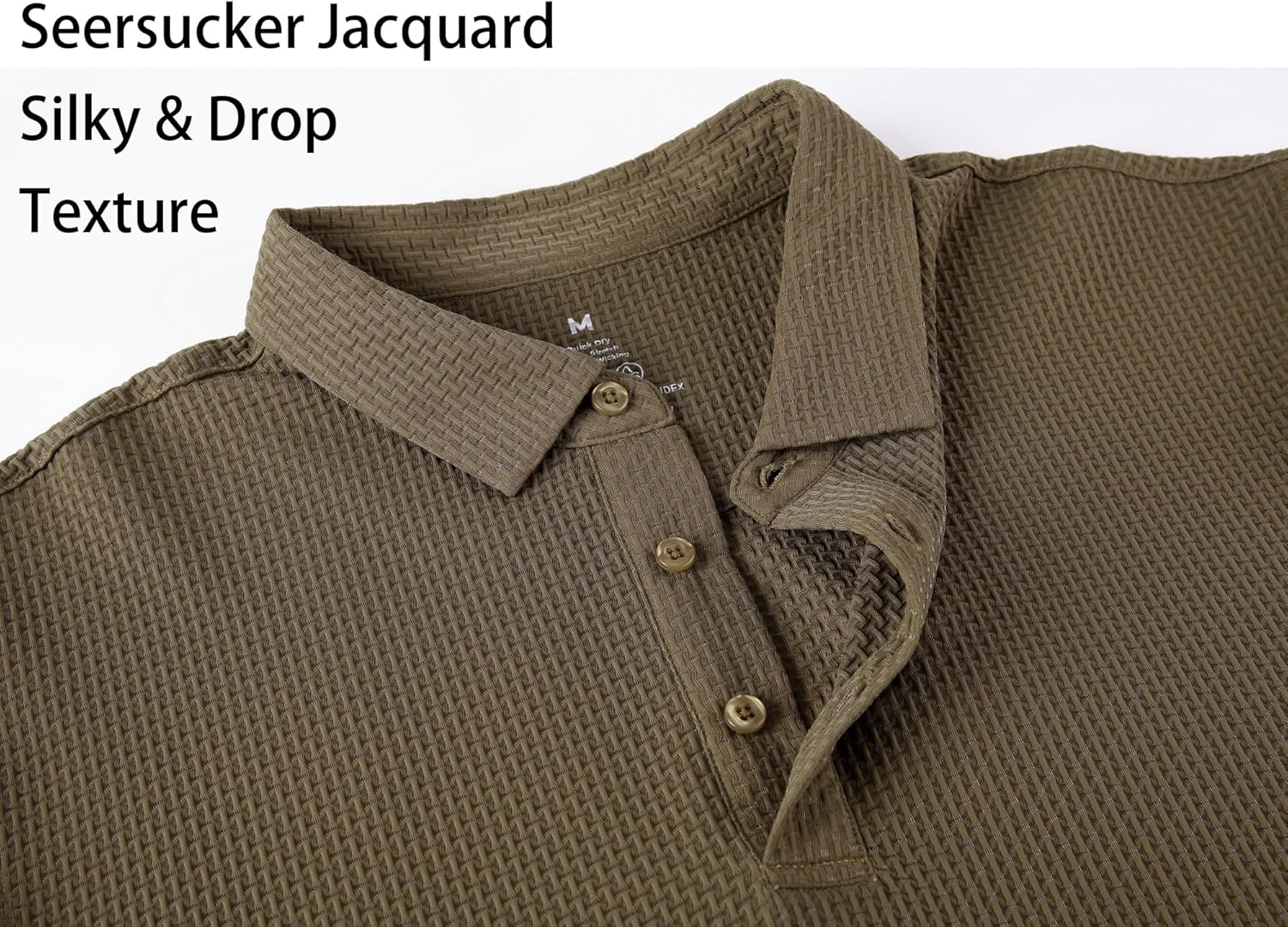 Alex Vando Mens Bubble Jacquard Polo Shirt Super Stretch Short Sleeve Polo Shirts for Men