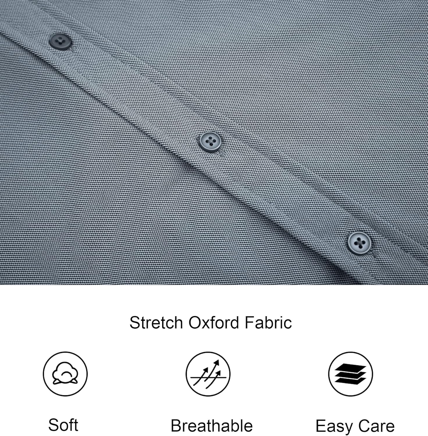Alex Vando Mens Oxford Shirts Wrinkle Free Quick-Dry Casual Button Down Shirt