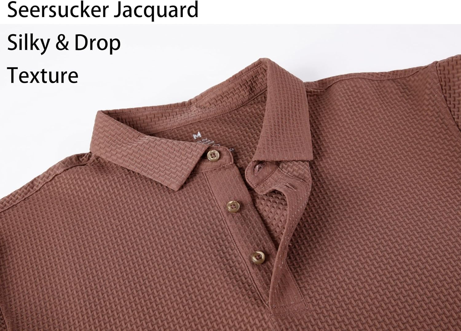 Alex Vando Mens Bubble Jacquard Polo Shirt Super Stretch Short Sleeve Polo Shirts for Men