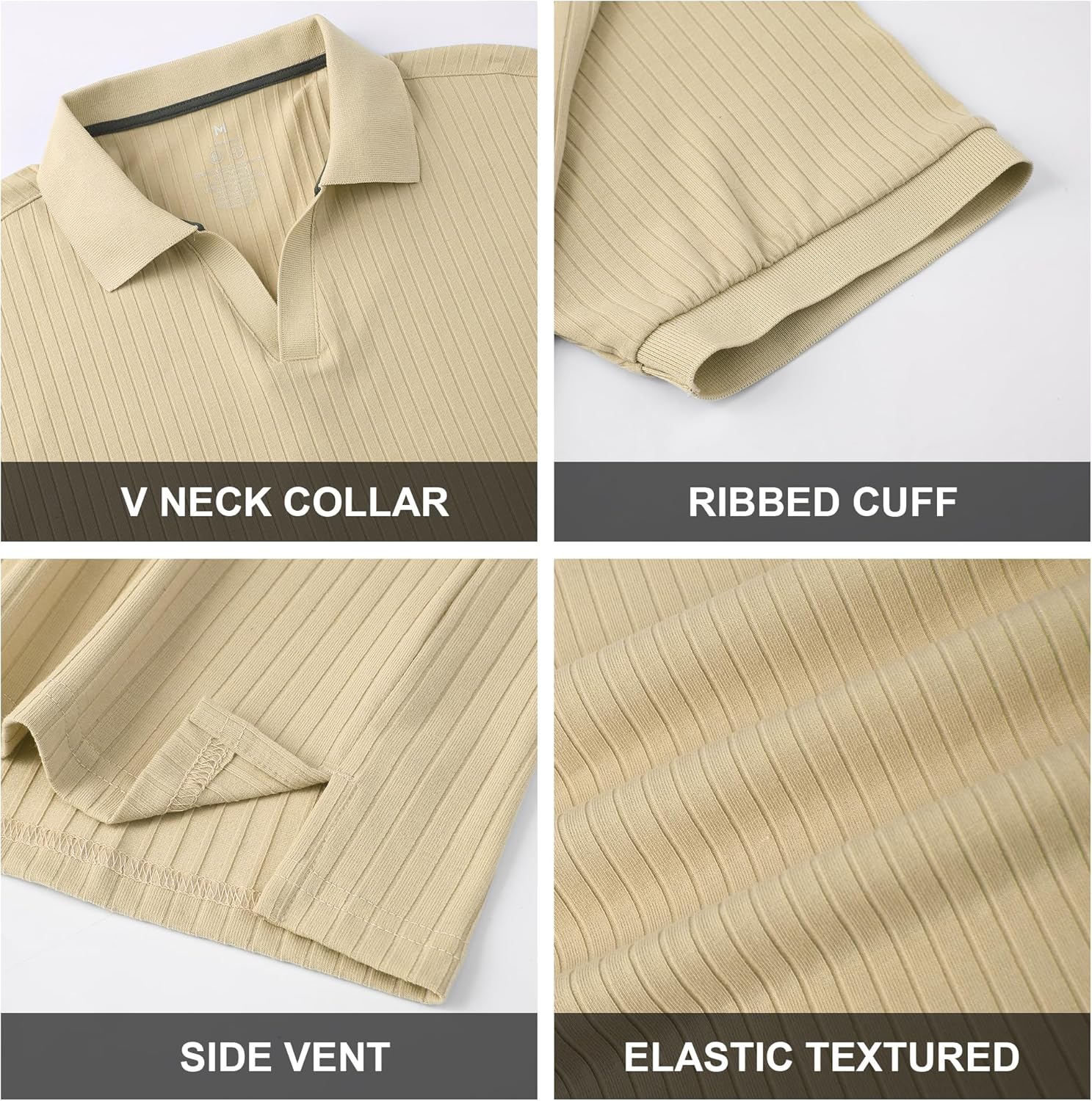 Alex Vando Mens Cotton Polo Shirts V-Neck Short Sleeve Casual Shirts for Men
