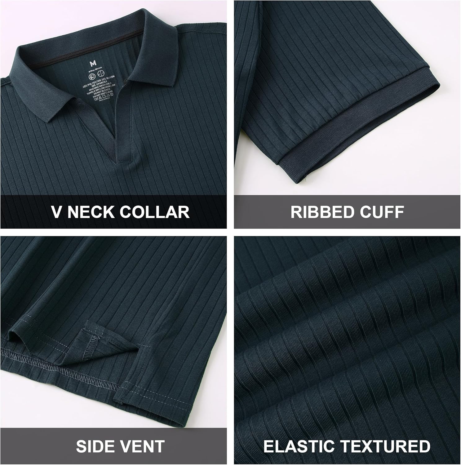 Alex Vando Mens Cotton Polo Shirts V-Neck Short Sleeve Casual Shirts for Men